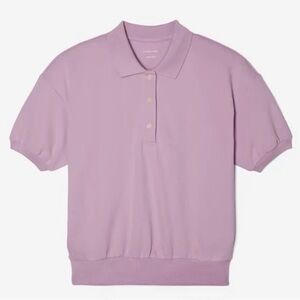 Everlane Organic Cotton The Oversized Polo Top Shirt Preppy Mauve Lilac Purple S